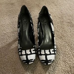 Black and white heels